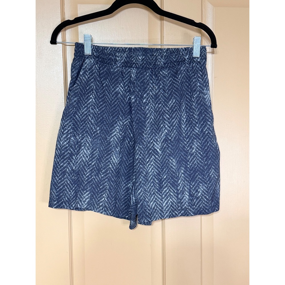 Lululemon Herringbone Athletic Shorts Blue White Elastic Waist Size S